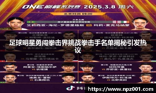 足球明星勇闯拳击界挑战拳击手名单揭秘引发热议